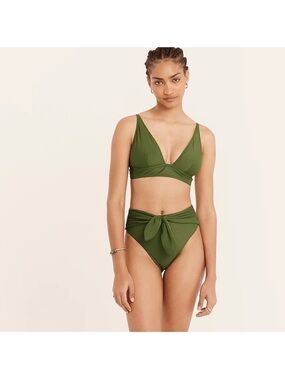 J.Crew Olive Green Tie-Front Bikini Set medium top large bottom